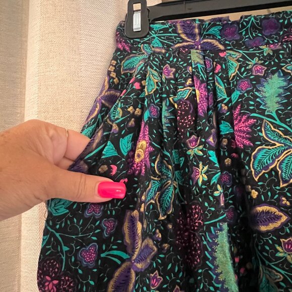 Synari Vintage 90's Green & Purple Floral Midi Skirt< Size Small - Picture 3 of 10
